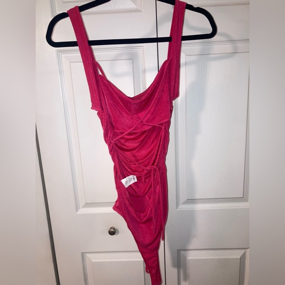 Lush Pink Velvet Bodysuit - Picture 2 of 7